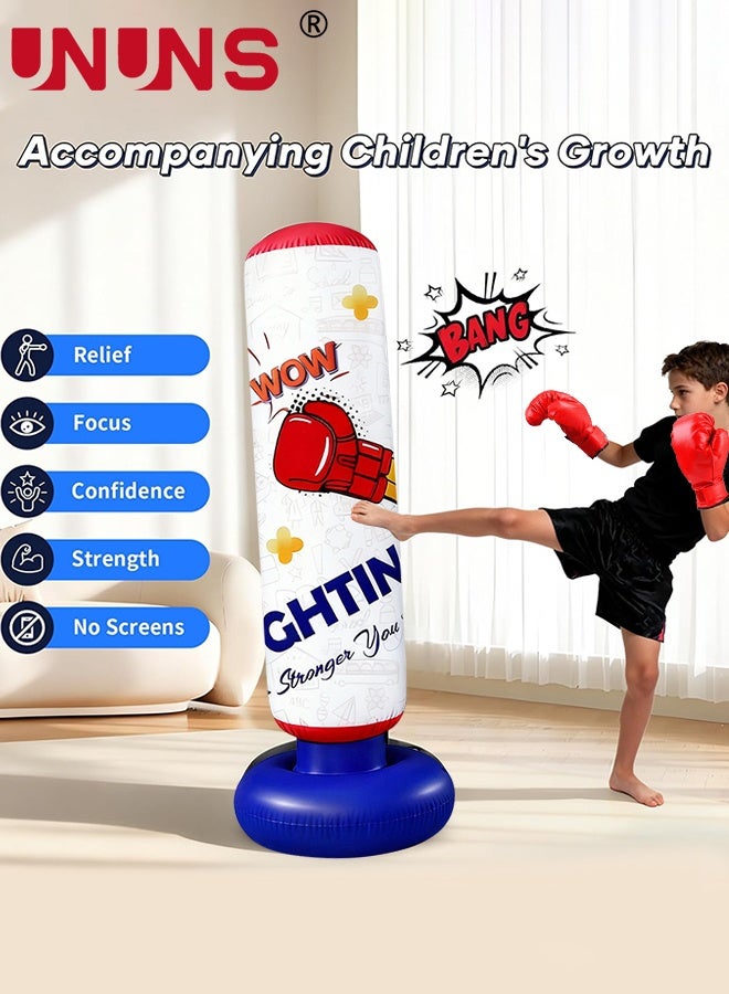 UNUNS Punching Bag For Kids,Inflatable Boxing Punch Bag With Gloves And Pump,Inflatable Tumbler Toy For Boys Girls,Beginner Heavy Punching Bags Sandbag,Reduce Pressure Stress,1.6M Alphabet - Image 3